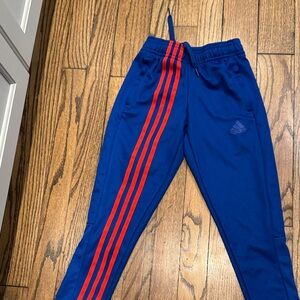 Adidas Kids Joggers in Blue with Red Stripes
